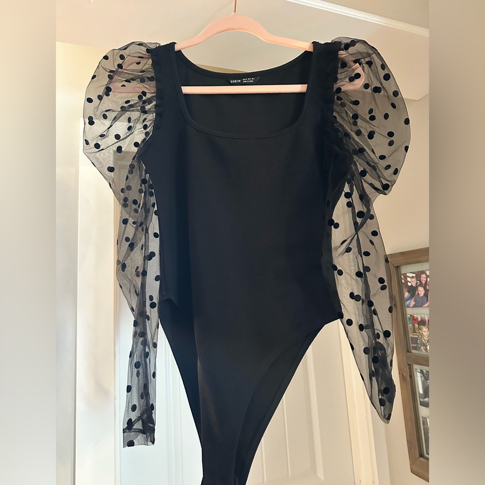 Black Body suit with sheer sleeves